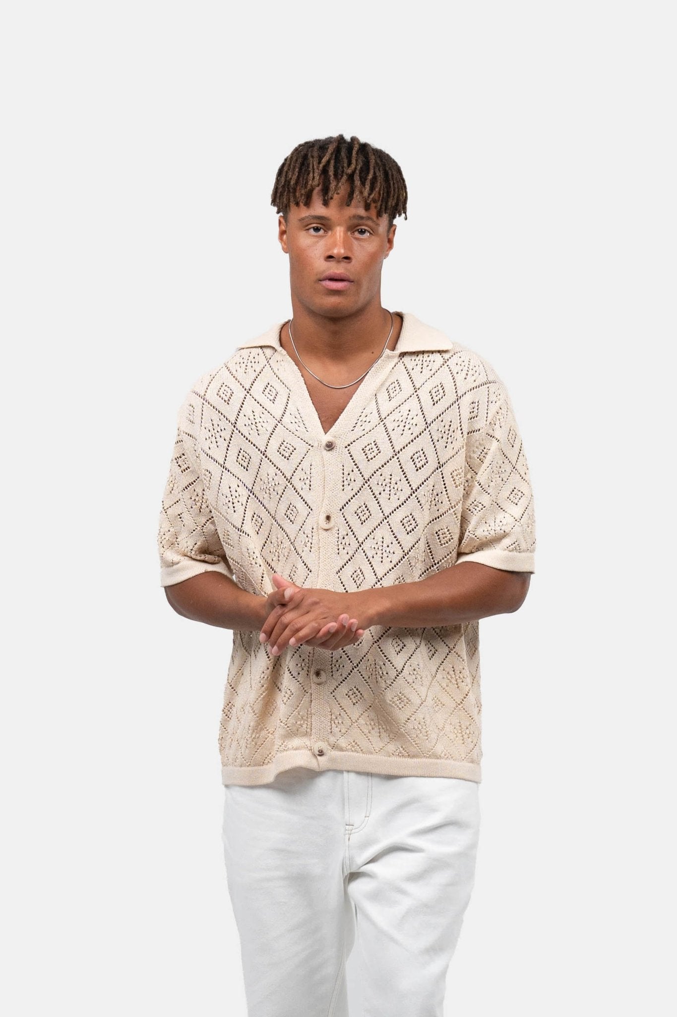 Kortærmet Crochet Skjorte Beige | Skagen-clothing.dk